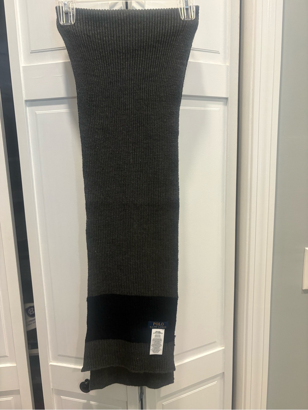 Polo by Ralph Lauren Navy and Charcoal Ribbed Knit Scarf